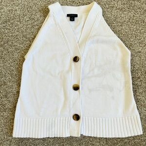Ann Taylor White Button-Front Knit Vest